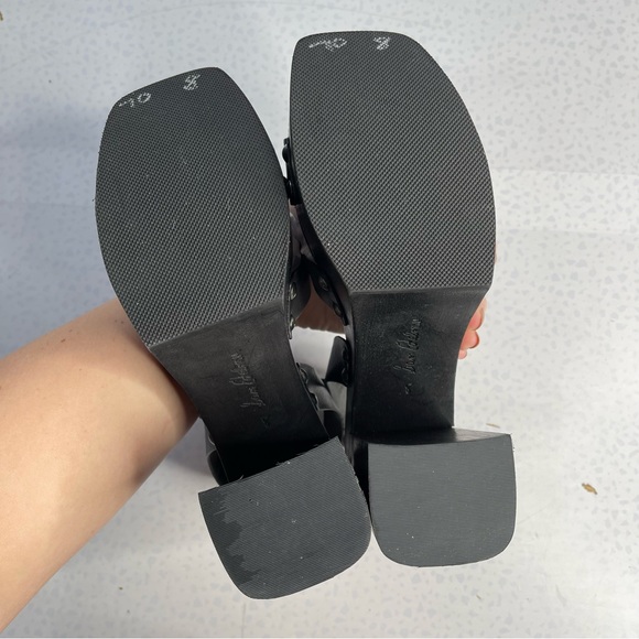 SAM EDELMAN Rosalind Black Leather Platform Heeled Sandals Size 8 - Picture 5 of 9